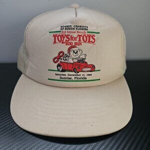 Toys for Tots Rod Run Sunrise Florida 1986 Tan Trucker Style Snapback Hat
